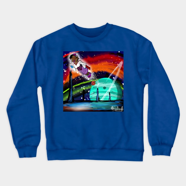 Space Traveling Witch Crewneck Sweatshirt by Halloran Illustrations